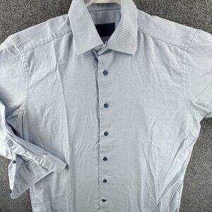 David Donahue Blue Checkered Casual Button Down Shirt